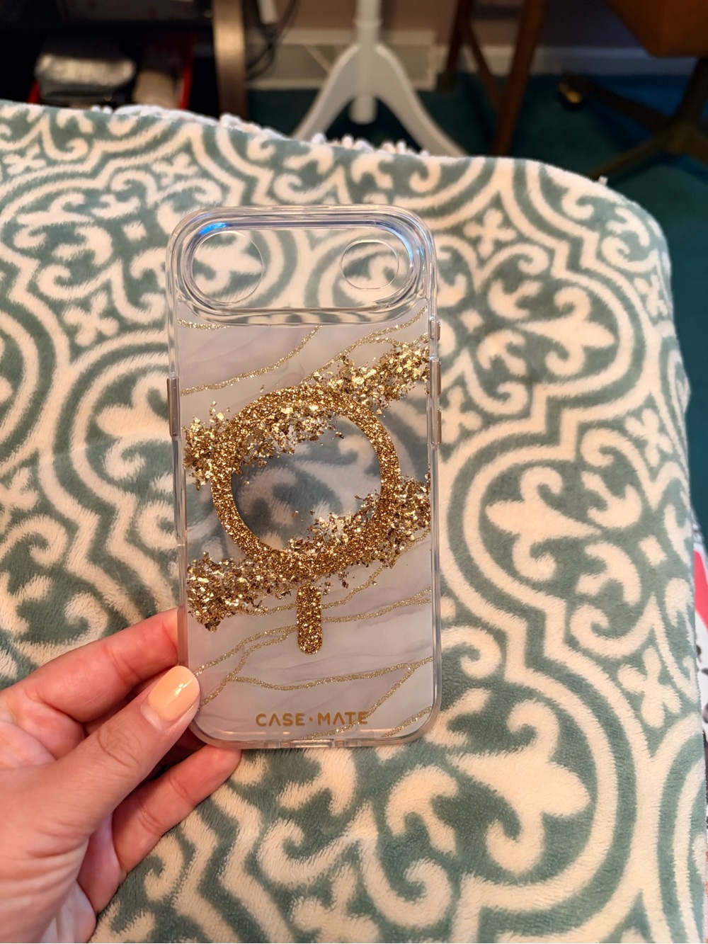 case-mate Clear Glitter Phone Case with Gold Planet Motif